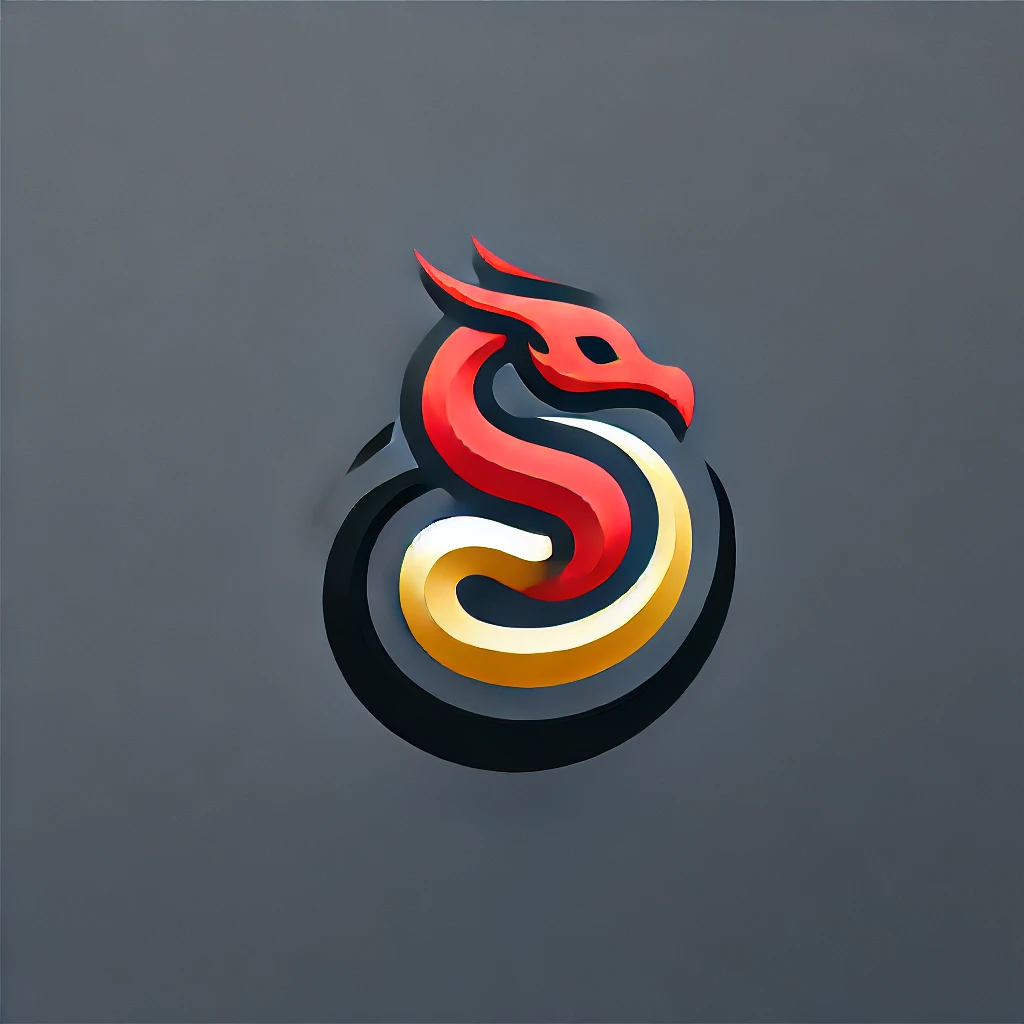 DALL·E 2025 03 11 10.12.45   A minimalist yet colorful emblem style logo featuring a stylized dragon. The design is compact and symbolic, incorporating smooth curves and bold, vib
